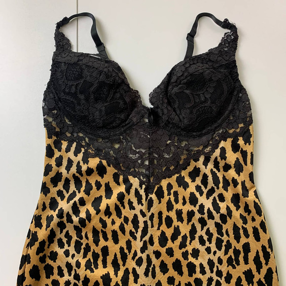 SOLD Vintage Y2K 34B Victoria Secret Bodycon Leopard Print Brown Black  Dress - Picture 3 of 11